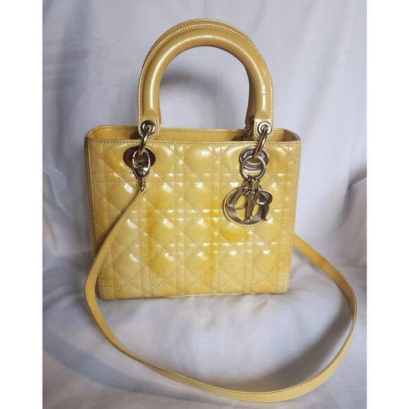 US Based Authentic Christian DIOR Lady Cannage Patent Leather Bag Shoulder strap - Picture 1 of 13